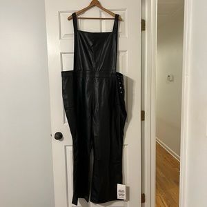 Never Fully Dressed Black Vegan Leather Dungarees